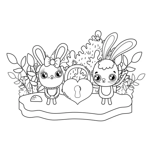 Sevgililer günü tebrik kartı sevimli tavşan ile. Vektör çizim