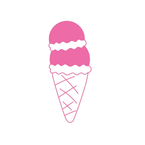 Silhouette Delicious Ice Cream Sweet Dessert Vector Illustration — Stock Vector
