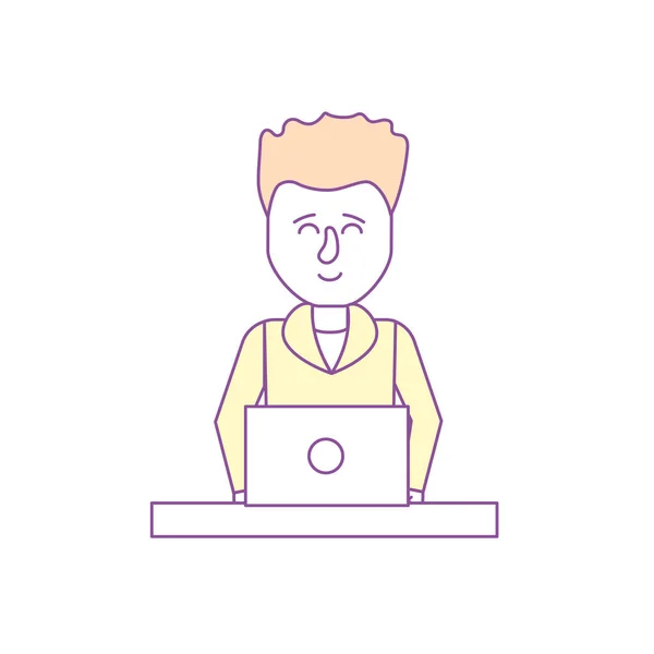 Profesional Businessman Laptop Corporate Job Vector Illustration — Stockvector