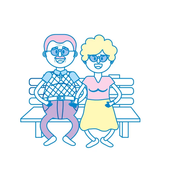 saç modeli vektör çizim ile sandalyede yaşlı çift