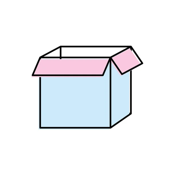 正方形のボックス パッケージ オープン デザイン ベクトル イラスト — ストックベクタ