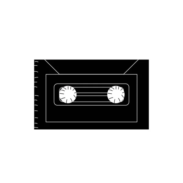 Cassetta Contorno Ascoltare Riprodurre Illustrazione Vettoriale Musicale — Vettoriale Stock