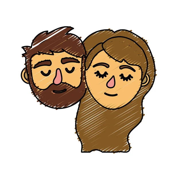 kaç sevgilisi merkez kapalı gözler ve saç modeli vektör illystration