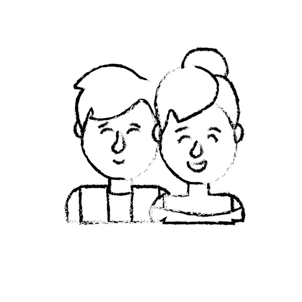 Figure Beau Couple Avec Dessin Coiffure Illustration Vectorielle — Image vectorielle