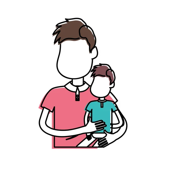 Bom Pai Carregando Seu Filho Nas Mãos Ilustração Vetorial — Vetor de Stock