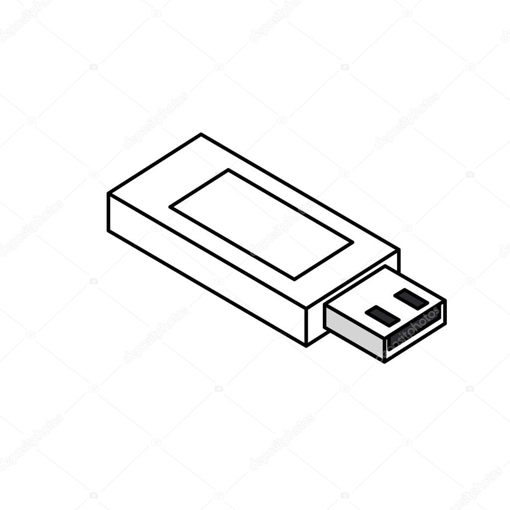 line data usb memory to save documents vector illustration