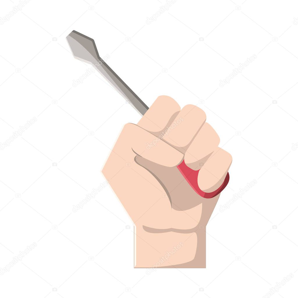 screwdriver equipment service industry repair in the hand vector illustration