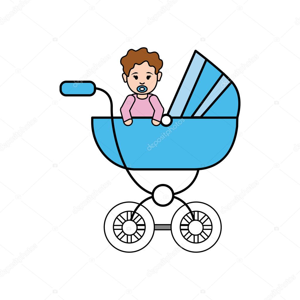 baby girl inside carriage icon, vector illustration design image