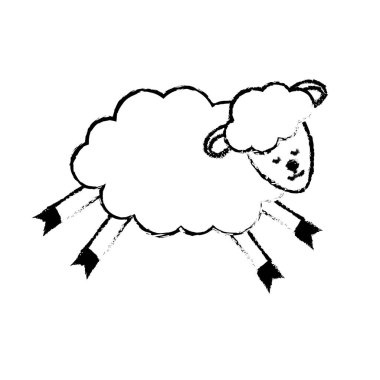 figure cute sheep animal with wool design vector illustration