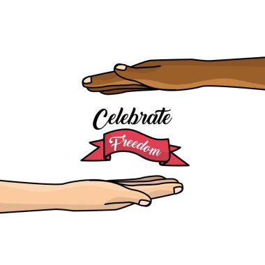 El ve Şerit'e kutlama özgürlük juneteenth, vektör çizim