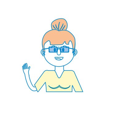 Yaşlı kadın ile gözlük ve saç modeli vektör çizim