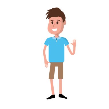 elinizi kaldırın ve rahat kıyafet, vektör çizim güzel erkek