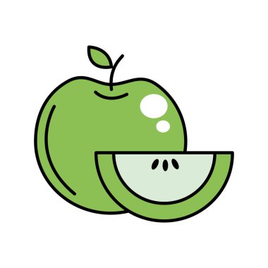 lezzetli elma dilim ve egzotik yiyecek vektör çizim ile