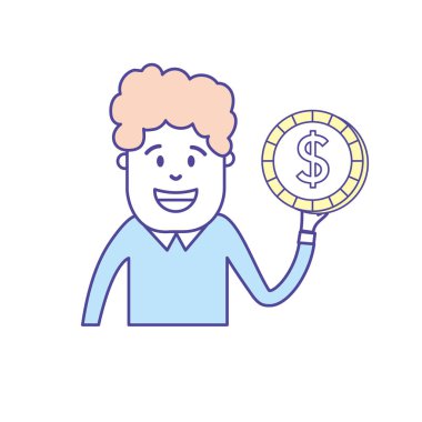 el vektör illüstrasyon sikke nakit para ile adam