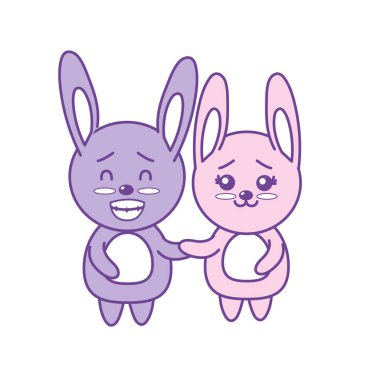 hoş bir çift güzel ifade vektör çizim ile vahşi hayvan tavşan