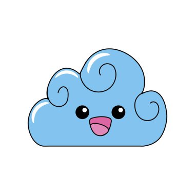 Kawaii şirin mutlu bulut hava vektör çizim
