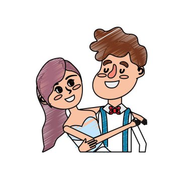 mutlu çift birlikte ve romantik kutlama vektör illüstrasyon