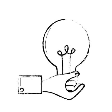 Şekil işadamı el ampul fikir ilham vektör çizim ile