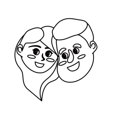 satır mutlu çift yüz saç modeli tasarım vektör çizim ile