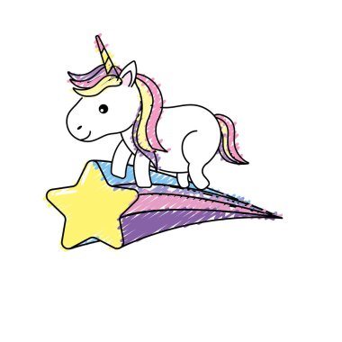 boynuz ve kayan yıldız vektör çizim olan güzel at