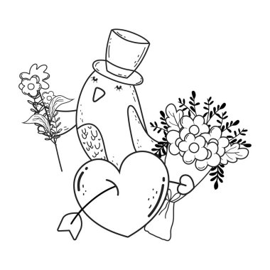 Sevgililer Günü tebrik kartı. Vektör illüstrasyonu