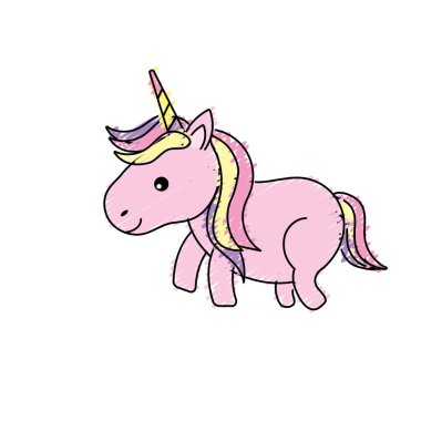 boynuz ve saç modeli tasarım vektör çizim ile güzel tek boynuzlu at