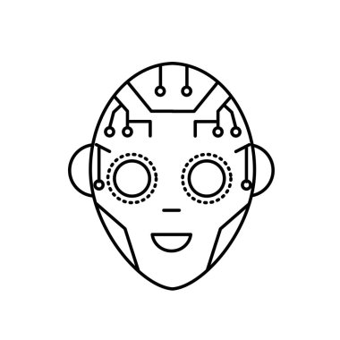 arayüzü ve siber sistem bağlantı vektör çizim kafasına çizgi