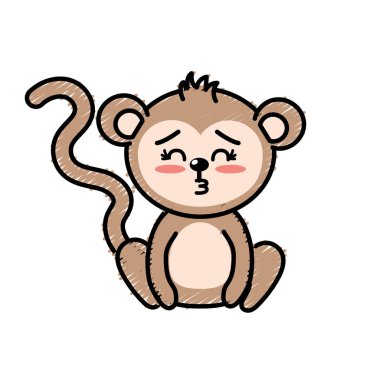 sevimli maymun vahşi hayvan yüz ifade vektör çizim ile