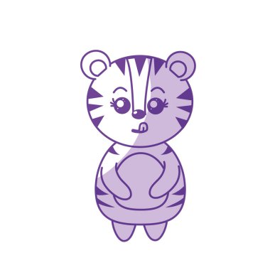 siluet sevimli kaplan vahşi hayvan yüz ifade vektör çizim ile