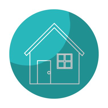 etiket güzel ev kapı, pencere ve çatı, vektör çizim