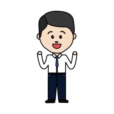 işadamı çizgi karikatür yüz mutlu ifade, vektör çizim