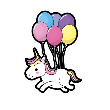 Güzellik unicorn ile balon süsleme tasarlamak vektör