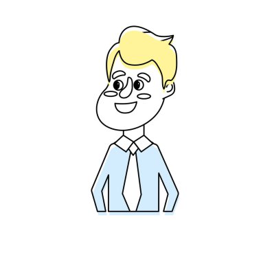 mutlu adam saç modeli ve zarif elbise vektör çizim