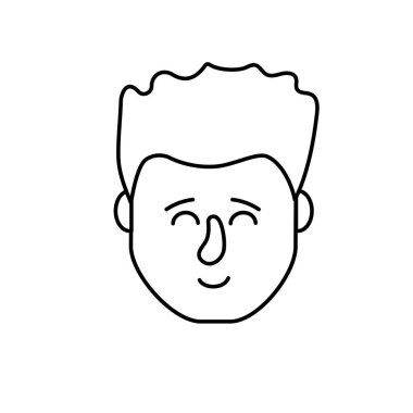 Avatar adam kafa saç modeli tasarım vektör çizim ile satır