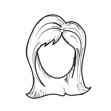 satır sevimli kadın yüz saç modeli, vektör çizim ile
