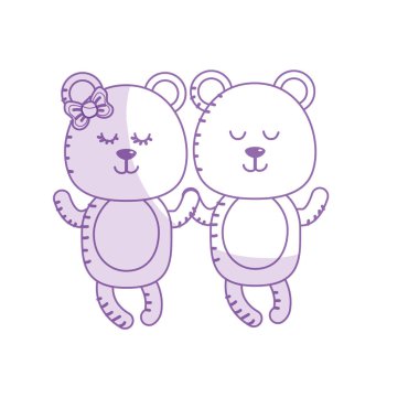 siluet sevimli hayvan çift birlikte vektör çizim ayı