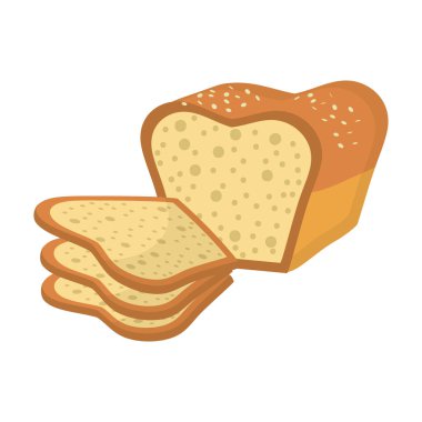 lezzetli taze ekmek dilim ekmek ve ekmek, vektör çizim