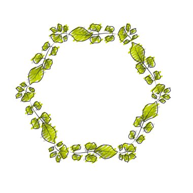 Güzellik exagon, süsleme tasarlamak vektör yaprak