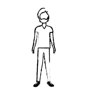 Şekil yakışıklı adam sakal ve rahat kıyafet, vektör çizim