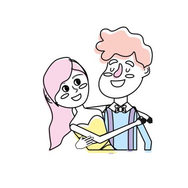 mutlu çift birlikte ve romantik kutlama vektör illüstrasyon