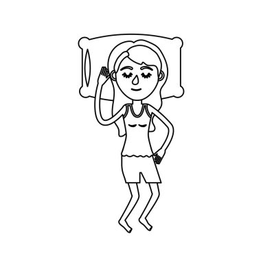 satır kadın saç modeli ile uyku vektör çizim tasarım