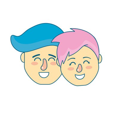 Avatar çift kafa saç modeli tasarımı ile illüstrasyon vektör