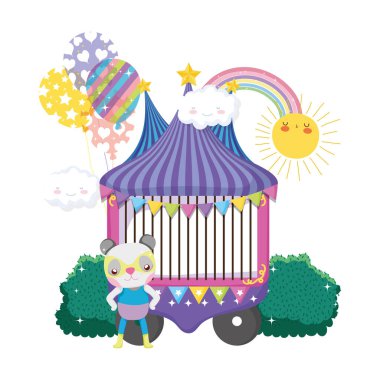 katman ve kiosk vektör çizim tasarım ile şirin sirk kedi