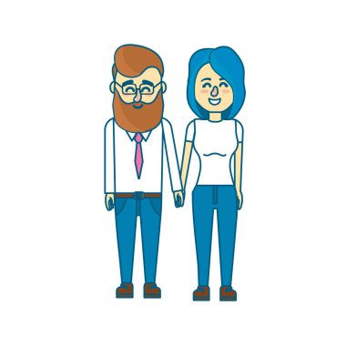 güzel bir saç modeli tasarımı ile çift illüstrasyon vektör