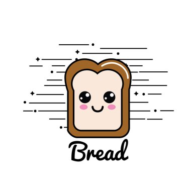 Kawaii mutlu ekmek kutsal kişilerin resmi, vektör çizim tasarım yarıya