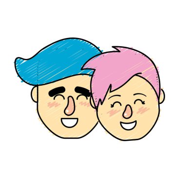 Avatar çift kafa saç modeli tasarımı ile illüstrasyon vektör