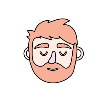 adam başı kapalı gözler ve saç modeli ile illüstrasyon vektör