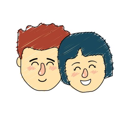 Avatar çift kafa saç modeli tasarımı ile illüstrasyon vektör