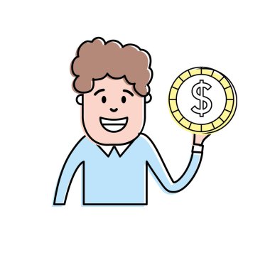 el vektör illüstrasyon sikke nakit para ile adam