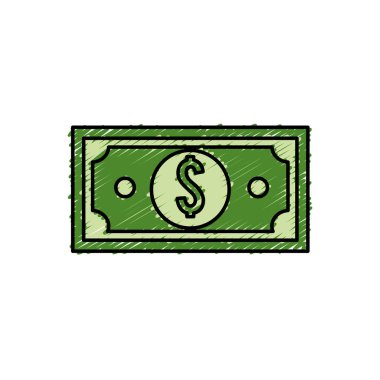 yeşil bill Doları para, vektör çizim tasarım